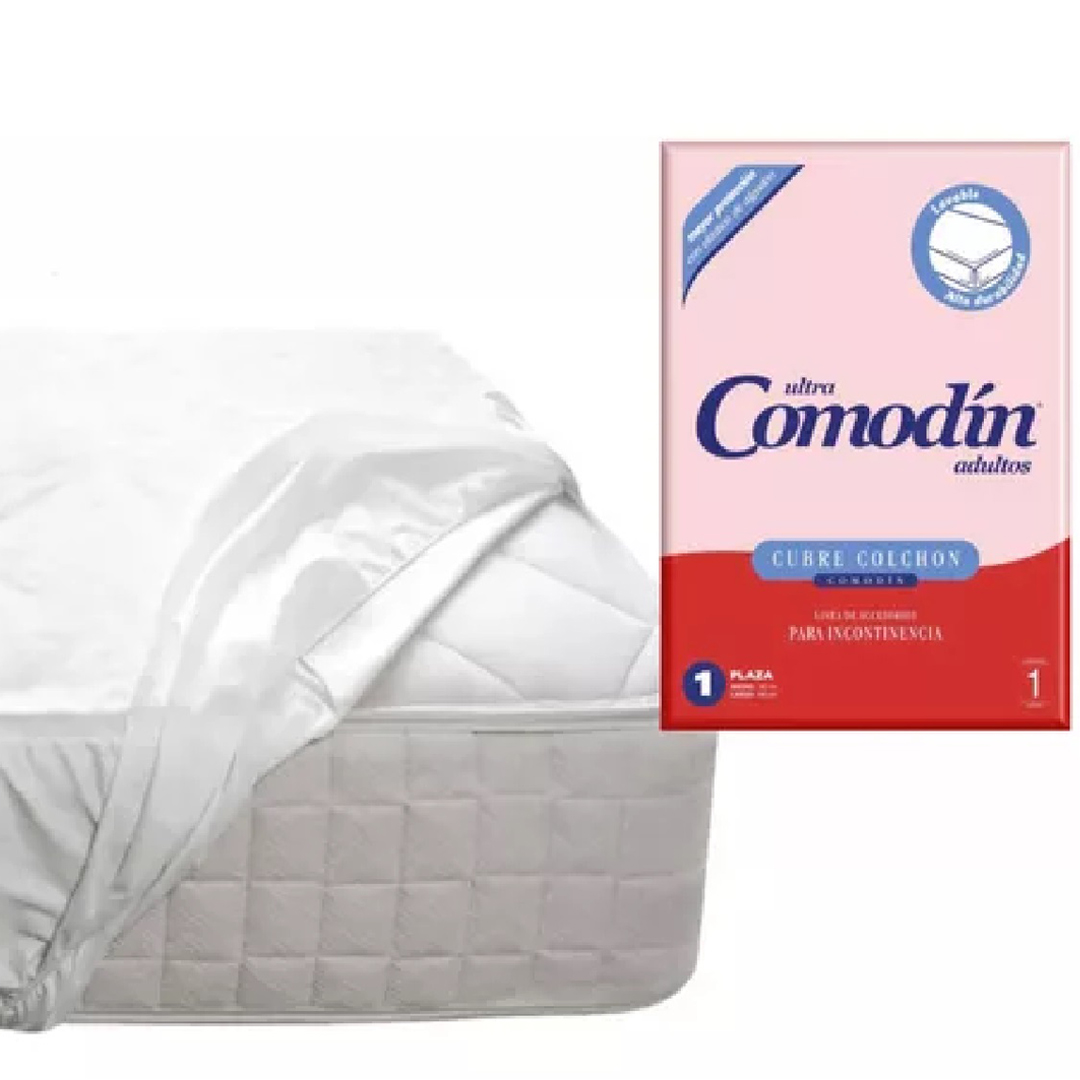 Cubrecolchón Comodín 1 Plaza Incontinencia Lavable liso blanco