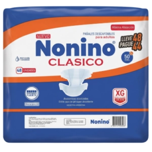 Pañales Nonino Clasico Elastizado Extra Grande X48 Unidades